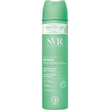Svr Spirial Spray Végétal Déodorant Desodorante antihumedad y antiolor alivia la piel tensa ofreciendo hasta 24 horas de eficacia 75 ml