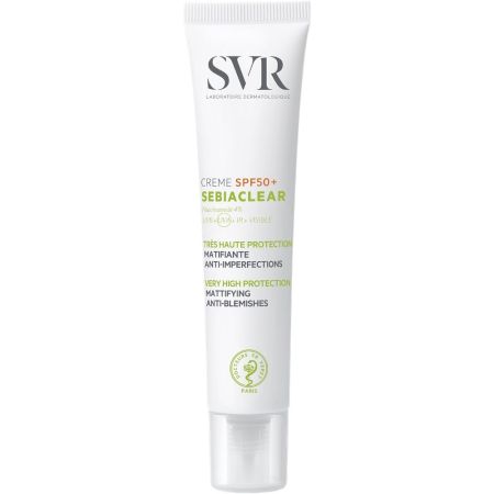 Svr Sebiaclear Creme Spf 50+ Crema facial suaviza penetra y matifica la piel reduciendo imperfecciones y puntos negros 40 ml
