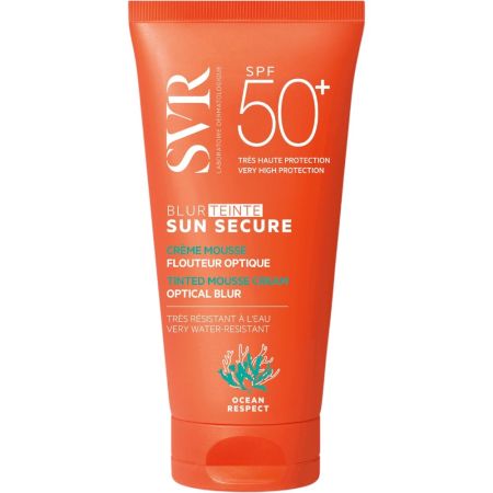 Svr Sun Secure Blur Teinte Crème Mousse Spf 50+ Protector solar facial con color resistente al agua ofrece un acabado suavizante y matificante 50 ml