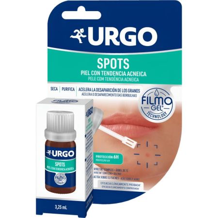 Urgo Spots Filmogel Tratamiento antiacné crea un film protector invisible secando purificando y acelerando la desaparición del grano 3,25 ml