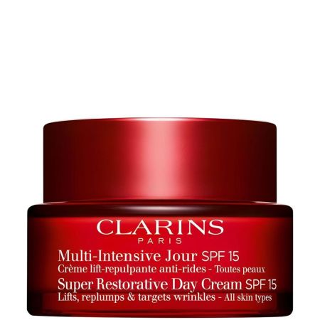 Clarins Multi-Intensive Jour Todo Tipo De Piel Spf 15 Crema de día hidratante reafirmante y antiarrugas ofrece piel más flexible rellenada y confortable al instante 50 ml