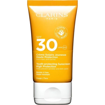Clarins Créme Solaire Jeunesse Spf 30 Protector solar facial resistente al agua hidratante y antioxidante acabado mate 50 ml