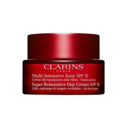 Clarins Multi-Intensive Jour Todo Tipo De Piel Spf 15 Crema de día hidratante reafirmante y antiarrugas ofrece piel más flexible rellenada y confortable al instante 50 ml