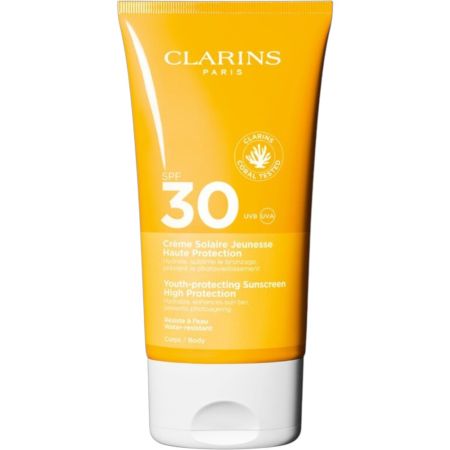 Clarins Crème Solaire Jeunesse Spf 30 Crema solar corporal de textura fundente resistente al agua antiarrugas antimanchas y antioxidante 150 ml