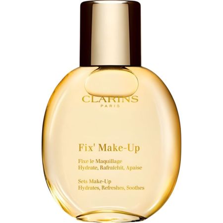 Clarins Fix' Make Up Gold Edición Limitada Fijador de maquillaje ligero mejora la luminosidad preservando frescura y brillo del rostro 24 horas 50 ml