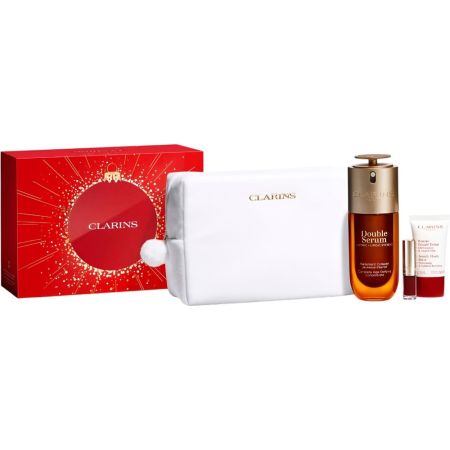 Clarins Double Serum Traitement Complet Estuche Sérum antiedad intensivo para todo tipo de pieles con 21 extractos de plantas ofrece piel lisa y luminosa 50 ml