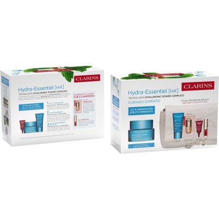 Clarins Hydra-Essentiel Crème Désaltérante Estuche Crema facial de día hidratante ofrece textura fresca y acabado sedoso para piel rellena flexible y mate 50 ml