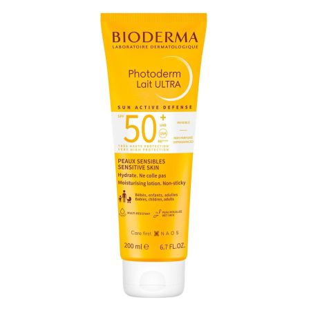 Bioderma Photoderm Lait Ultra Spf 50+ Protector solar facial sin perfume resistente al agua e hidratante 200 ml