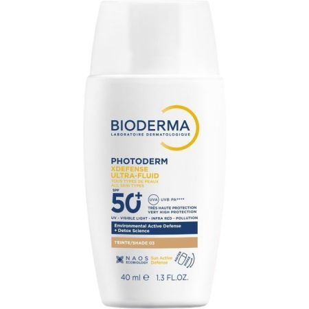 Bioderma Photoderm Xdefense Ultra Fluid Spf 50+ Protector solar facial con color efecto detox protege contra los agresores ambientales el sol y la contaminación 40 ml