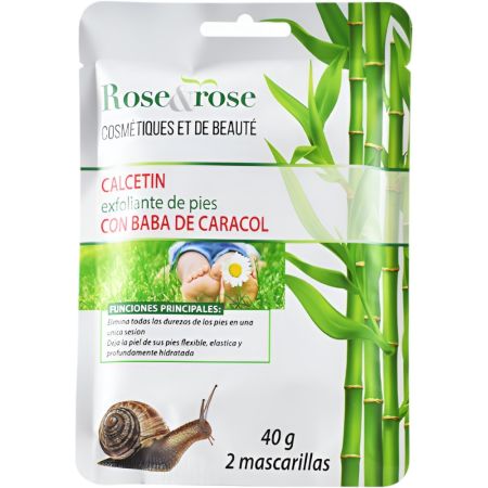 Rose&Rose Calcetín Exfoliante De Pies Exfoliante para pies secos agrietados o con callos elimina la piel muerta y áspera con baba de caracol 2 uds