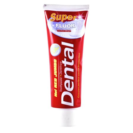 Dental Super Fluor Protection Hot Red Jumbo Dentrífico Pata de dientes protege la cavidad bucal de caries e infecciones 250 ml