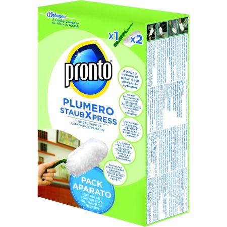Pronto Plumero Pack Aparato Plumero atrapa retiene el polvo y elimina los alérgenos comunes con mango extensible 1 plumero + 2 recambios