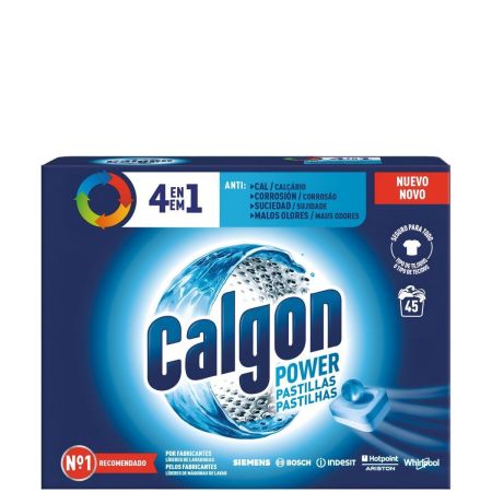Calgon Power Pastillas 4 En 1 Limpiador para lavadora antical eliminan corrosión suciedad y malos olores evitando que se estropee