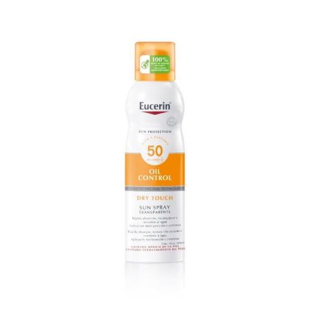 Eucerin Oil Control Dry Touch Sun Spray Transparente Spf 50 Protector solar de textura no grasa de rápida absorción 200 ml