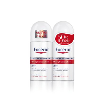 Eucerin Anti-Transpirant Desodorante Roll-On Duplo Formato Especial Desodorante antitranspirante para quienes presentan fuerte sudoración 48 horas 50 ml