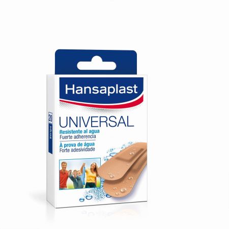 Hansaplast Apósitos Tamaño Único Universal Resistente Al Agua Apósitos de un solo tamaño cubre todos los tipos de heridas pequeñas 20 uds