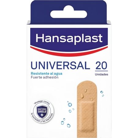 Hansaplast Apósitos Tamaño Único Universal Resistente Al Agua Apósitos de un solo tamaño cubre todos los tipos de heridas pequeñas 20 uds