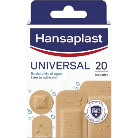 Hansaplast Apósitos Universal Resistente Al Agua Apósitos protegen y cuidan la herida 4 tamaños 20 uds