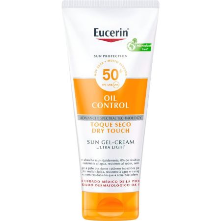Eucerin Oil Control Dry Touch Sun Gel-Cream Ultra Light Spf 50 Protector solar gel-crema corporal transparente con toque seco 200 ml