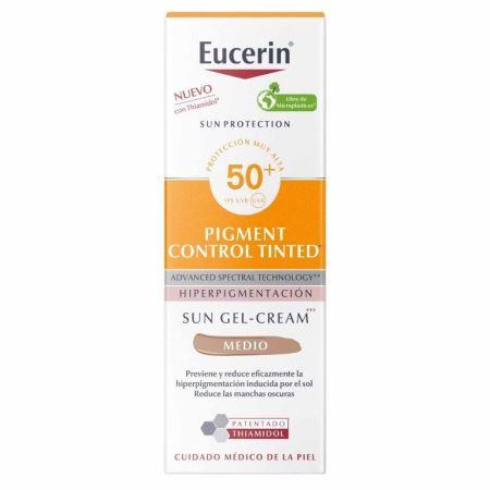 Eucerin Pigment Control  Sun Gel-Cream Medio Spf 50+ Protector solar facial previene y reduce eficazmente la hiperpigmentación 50 ml