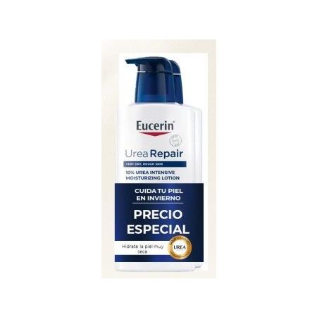 Eucerin Urea Repair Loción 10% Urea Formato Ahorro Loción corporal proporciona a la piel con picor y escamosa el cuidado que necesita 2x400 ml