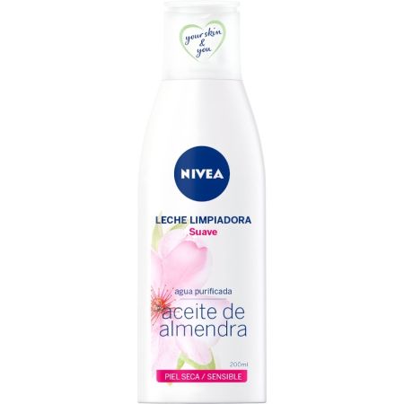 Nivea Agua Purificadora Aceite De Almendras Leche Limpiadora Leche desmaquillante limpia en profundidad y mantiene hidratada la piel 200 ml
