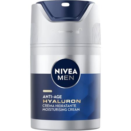Nivea Men Hyaluron Anti-Age Crema Facial Hidratante Spf 15 Crema hidratante reduce arrugas y reafirma la piel con pro-retinol y ácido hialurónico 50 ml