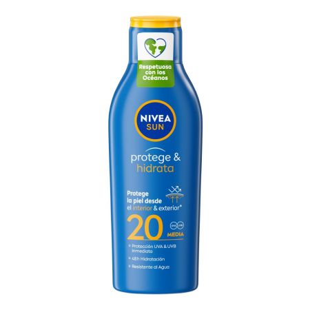 Nivea Sun Protege & Hidrata Spf 20 Leche solar resistente al agua de rápida absorción hidratante 48 horas 200 ml