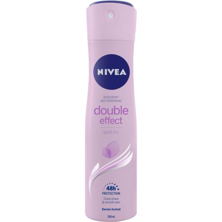 Nivea Double Effect Quick Dry Desodorante Spray Desodorante antitranspirante libre de alcohol con extracto natural de papaya ofrece hasta 48 horas 200 ml