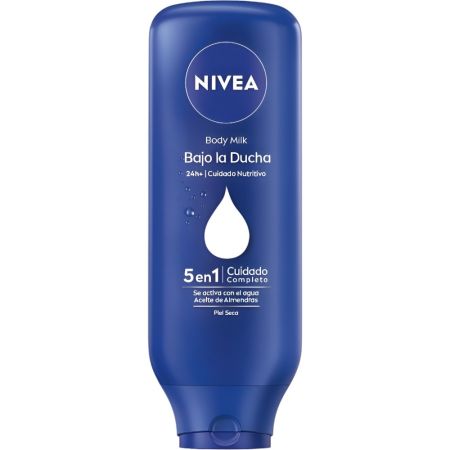 Nivea Bajo La Ducha Cuidado Nutritivo 5 En 1 Body Milk Leche corporal ofrece hidratación rápida para piel suave y sedosa 400 ml