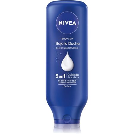 Nivea Bajo La Ducha Cuidado Nutritivo 5 En 1 Body Milk Leche corporal ofrece hidratación rápida para piel suave y sedosa 400 ml