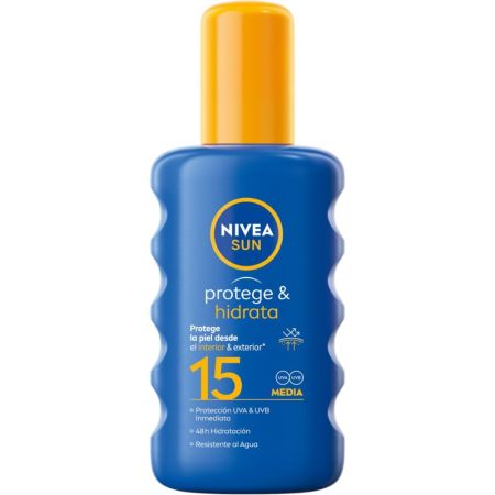 Nivea Sun Protege & Hidrata Spf 15 Emulsión solar resistente al agua de absorción rápida piel hidratada y bronceada 200 ml