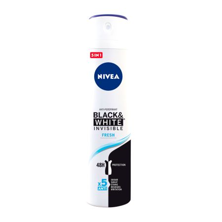 Nivea Black & White Invisible Fresh Desodorante Spray Desodorante invisible y fresco ofrece potente protección antitranspirable hasta 48 horas 200 ml