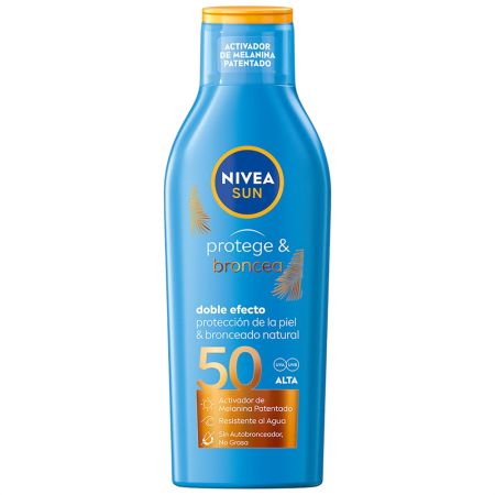 Nivea Sun Protege & Broncea Spf 50 Leche solar corporal de doble efecto estimula el bronceado natural de la piel 200 ml