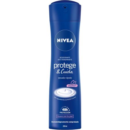 Nivea Protege & Cuida Desodorante Spray Desodorante antitranspirable de secado rápido 0% alcohol 48 horas 200 ml