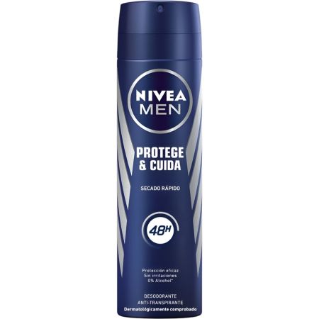 Nivea Men Protege & Cuida Desodorante Spray Desodorante antitranspirante de secado rápido 0% alcohol 48 horas 200 ml