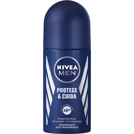 Nivea Men Protege & Cuida Desodorante Roll-On Desodorante antitranspirante de secado rápido 0% alcohol 48 horas 50 ml