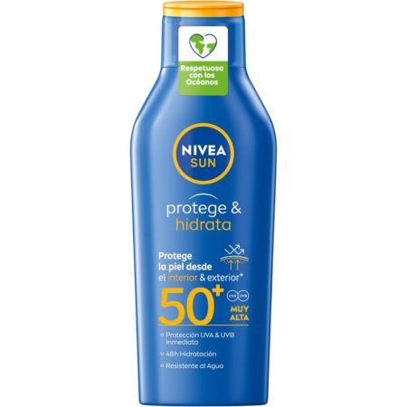 Nivea Sun Protege & Hidrata Spf 50+ Leche solar corporal resistente al agua de rápida absorción hidratante 48 horas