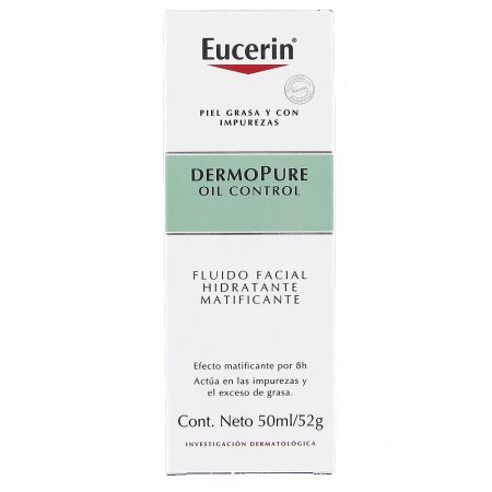 Eucerin Dermo Pure Oil Control Fluido Facial Fluido facial hidratante matificante actúa en las impurezas y el exceso de grasa 50 ml