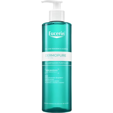 Eucerin Dermopure Clinical Gel Limpiador Purificante Gel limpiador facial suave sin perfumes ni jabones elimina bacterias y purifica la piel sin resecarla 200 ml