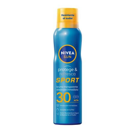 Nivea Sun Protege & Refresca Sport Bruma Transparente Spf 30 Bruma solar corporal extraresistente al agua y al sudor de absorción inmediata para deportistas 200 ml