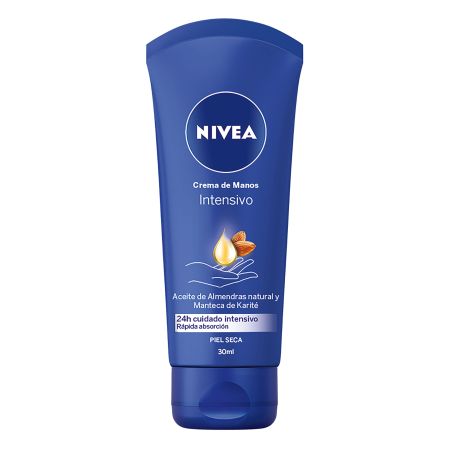 Nivea Intensivo Crema De Manos Crema de manos intensa hidratación 24 horas con aceite de almendras y manteca de karité 30 ml