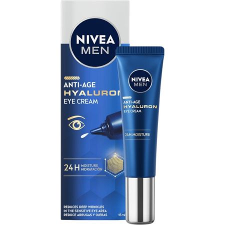 Nivea Men Hyaluron Anti-Age Eye Cream Contorno de ojos antiedad reduce arrugas profundas y reafirma hasta 24 horas 15 ml