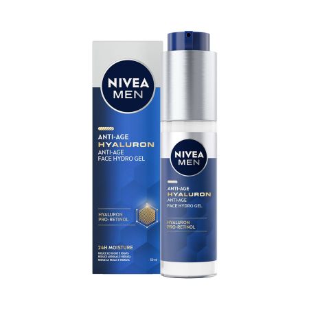 Nivea Men Active Age Hyaluron Anti-Age Face Hydro Gel Gel facial hidratante antiedad alta concentración de ácido hialurónico 50 ml