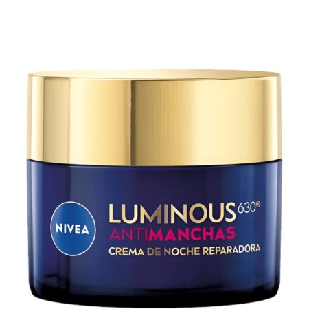Nivea Cellular Luminous 630º Antimanchas Crema De Noche Reparadora Crema de noche reduce manchas oscuras piel más lisa y luminosa con ácido hialurónico 50 ml