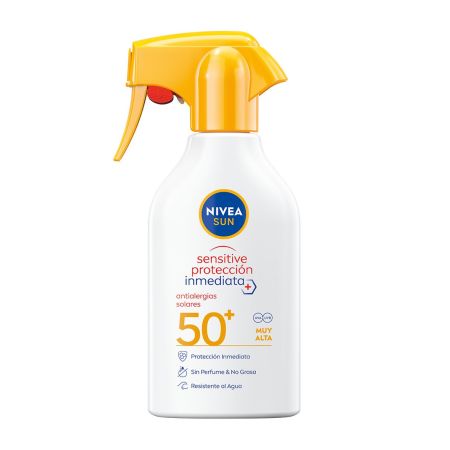 Nivea Sun Sensitive Protección Inmediata Spray Spf 50+ Protector solar corporal resistente al agua protege la piel de las alergias solares e irritaciones 270 ml