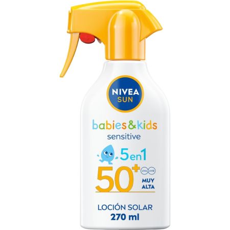 Nivea Sun Babies Kids Sensitive 5 En 1 Loción Solar Spf 50+ Spray solar infantil reduce el riesgo de alergias solares 270 ml