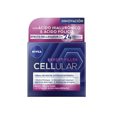 Nivea Cellular Expert Filler Crema De Noche Antiedad Intensiva Crema de noche antiedad intensiva efecto rellenador 24 horas con ácido hialurónico 50 ml