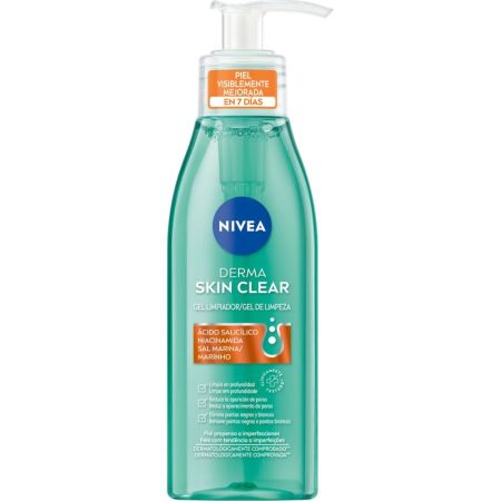 Nivea Derma Skin Clear Gel Limpiador Gel limpiador antiimperfecciones con ácido salicílico y niacinamide 150 ml