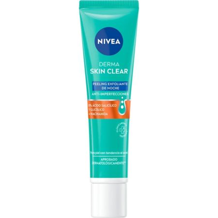 Nivea Derma Skin Clear Peeling Exfoliante De Noche Gel exfoliante de noche vegano limpia reduce imperfecciones y renueva la piel 40 ml